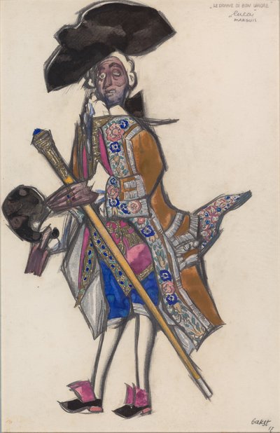 Návrh kostýmů pro balet The Good-Humoured Ladies od Scarlatti od Leon Bakst
