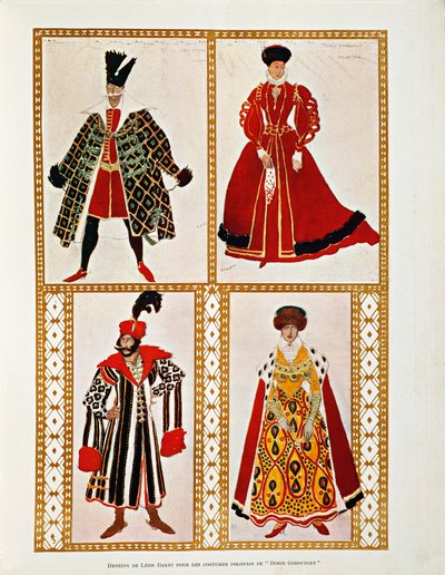 Kostýmy pro Polonézu Boris Godunov od Modesta Musorgského (akvarel) od Leon Bakst
