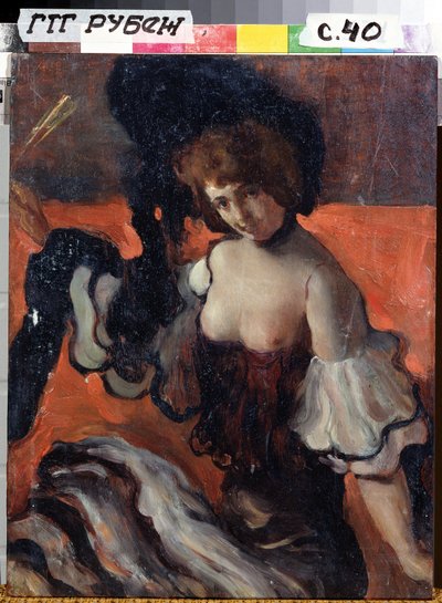 V restauraci, dáma v černém od Leon Bakst