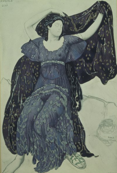 Nymph Echo. Návrh kostýmů pro balet Narcisse od N. Tcherepnina, 1911 od Leon Bakst
