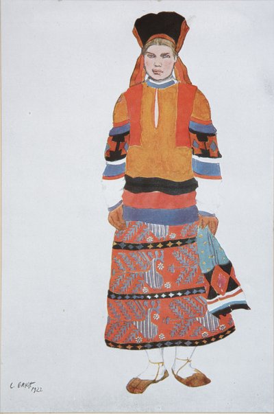 Selka. Návrh kostýmů pro Vaudeville Old Moscow v Théâtre Femina v Paříži, 1922 od Leon Bakst