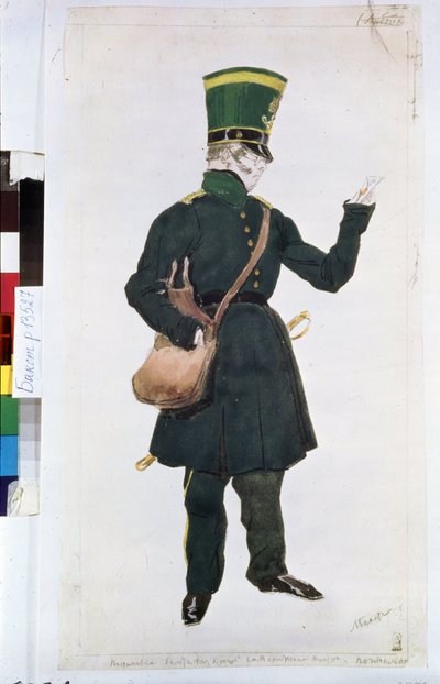 kostým pošťáka pro balet "La fee des poupees" v režii Josepha Bayera (1852-1913) od Leon Bakst