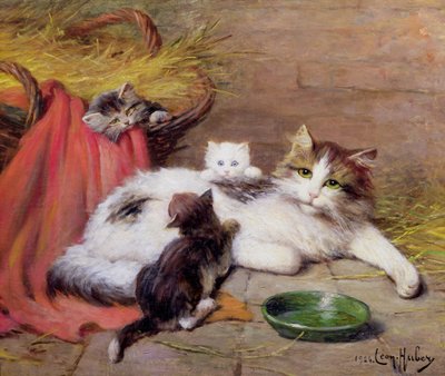 Kočka s koťaty, 1924 od Leon Charles Huber