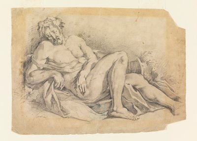 Kresba, Spící Bakchus (podle Poussina), 1886-92 od Leon Dabo