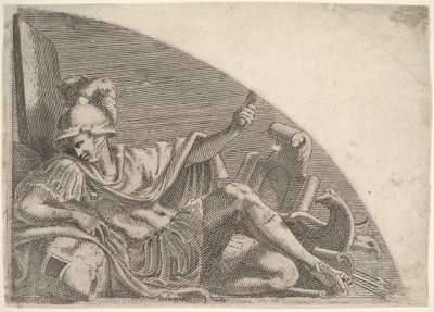Mars sedící uprostřed trofejí, 1540-56. od Leon Davent