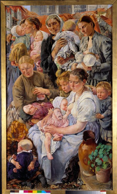 Sociální realismus: „Věky dělníka““ Pravá část triptychu Leona Henriho Frederica (1856-1940) (ec.belg) 1895 Ne. 1,63x0,94 m Paříž, Musee d