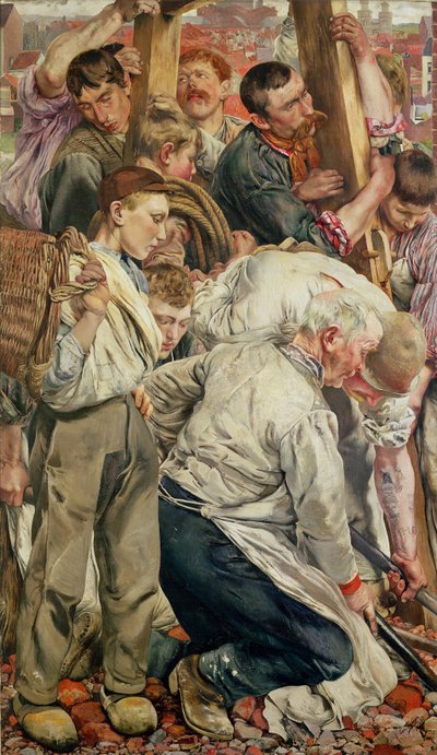 Muži, levý panel z The Age of the Worker od Leon Henri Marie Frederic