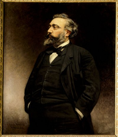 Portrét Leona Gambetty (1838 - 1882) francouzského politika. obraz Leona Josepha Bonnata (1833 - 1922) (v s/t 1,15 x 1). - Portrét Leona Gambetty (1838-1882) francouzského politika. Obraz Leon Joseph Bonnat (1833-1922). Zámecké muzeum, Versaille od Leon Joseph Florentin Bonnat