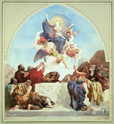 Studie k Nanebevzetí Panny Marie (tužka a akvarel na papíře) od Leon Joseph Florentin Bonnat