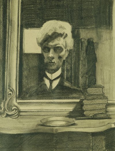 Autoportrét; Autoportrét, cca 1907 (uhl a pastelka na lesklém papíře) od Leon Spilliaert