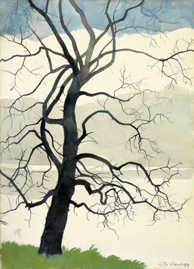 Osamělý strom na okraji rybníka od Leon Spilliaert