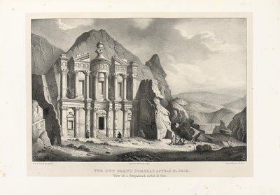 Pohled na velkou hrobku zvanou El Deir, Petra, 1830 od Leon de Laborde