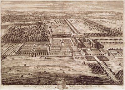 Prospect of Temple Newsam House from the East, ryl Jan Kip (asi 1652-1722) 1702 (rytina) od Leonard (after) Knyff