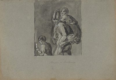 Aeneas a Anchises, 1611-74. od Leonard Bramer