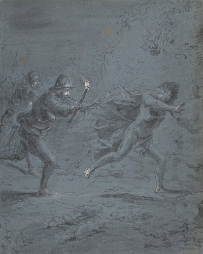 Noční scéna s vojáky pronásledujícími uprchlého Marka XIV, 5-52, 1611-74. od Leonard Bramer