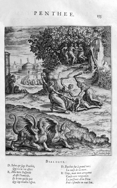 Pentheus, král Théb vzdorující Dionýsovi od Leonard Gaultier