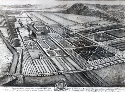Chatsworth House, vyryl Johannes Kip od Leonard Knyff