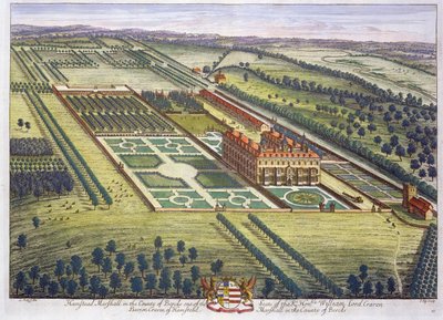 Hamstead Marshall v hrabství Berkshire vyryl Johannes Kip (asi 1652-1722) od Leonard Knyff