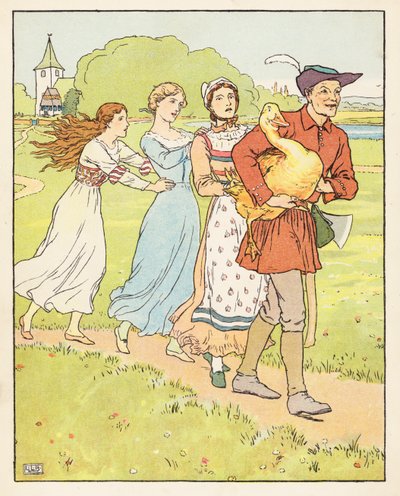 Zlatá husa (barevná litografie) od Leonard Leslie Brooke