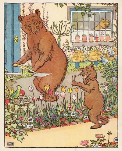 Tři medvědi (barevná litografie) od Leonard Leslie Brooke