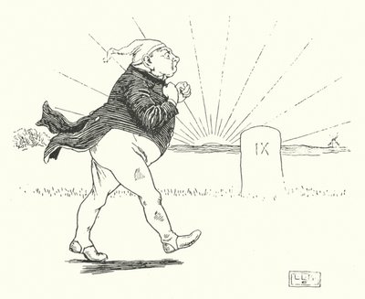 Byl jeden muž a nic neměl a přišli ho oloupit lupiči (rytina) od Leonard Leslie Brooke