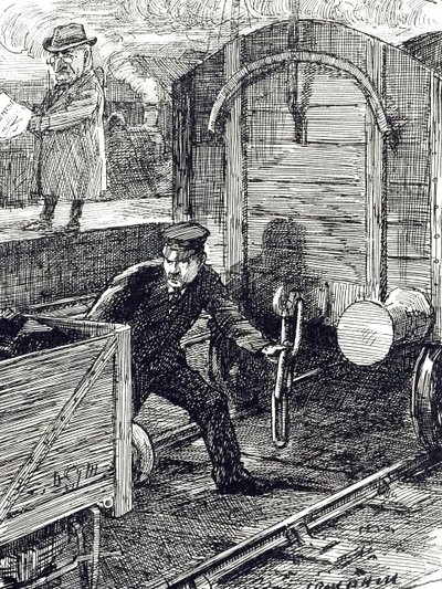 Karikatura komentující nehody železničářů. Ilustroval Leonard Raven-Hill (1867-1942), anglický malíř, ilustrátor a karikaturista, 20. století. od Leonard Raven Hill
