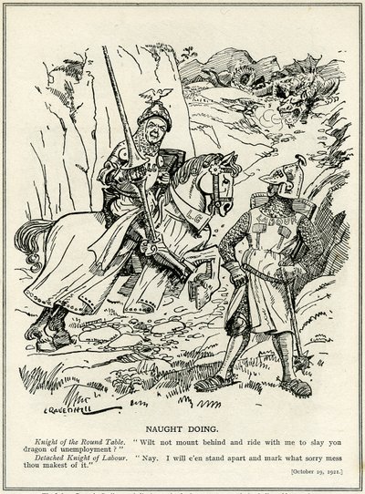 Labouristická strana se odmítá připojit k Lloydu Georgeovi při zabíjení draka nezaměstnanosti v roce 1921 od Leonard Raven Hill