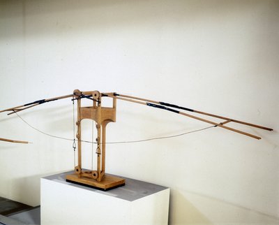 Stroj na létání s křídly, model podle nákresu Leonarda da Vinciho (Leonardo da Vinci). Muzeum vědy a techniky, Milán. od Leonardo da (after) Vinci