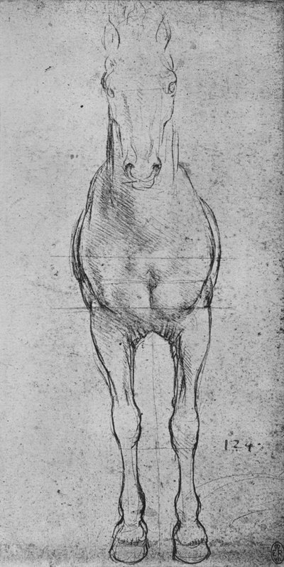 Kůň viděný zepředu, c1480 1945 od Leonardo da Vinci