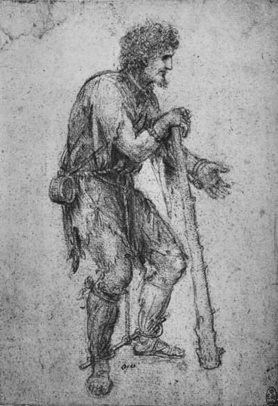 Muž s kyjem a spoutanýma nohama, c1480 1945 od Leonardo da Vinci