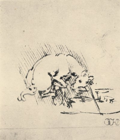 Jednorožec ponořující svůj roh do vody, c1480 1945 od Leonardo da Vinci