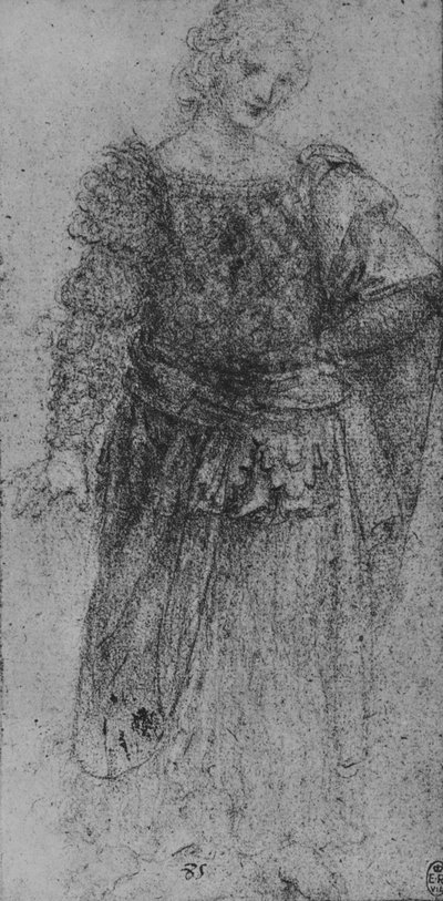 Žena se spleteným živůtkem a pláštěm přes levou paži, c1480 1945 od Leonardo da Vinci