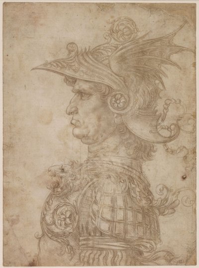 Busta válečníka z profilu vlevo, 1475-1480. od Leonardo da Vinci