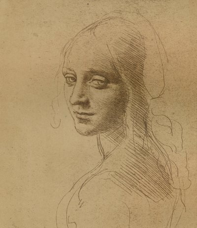 Ženská hlava, c1472-c1519 1883, od Leonardo da Vinci