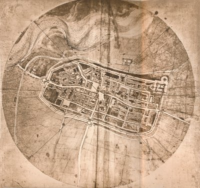 Mapa znázorňující město Imola, Itálie, c1472-c1519 1883 od Leonardo da Vinci