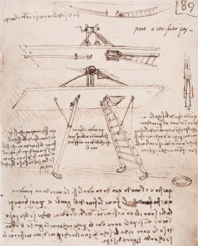 Vzletové a přistávací zařízení létajícího stroje od Leonardo da Vinci
