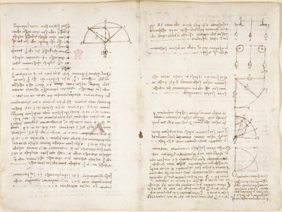 Arundel 263, f.10v, f.5 Poznámky a schéma mechaniky od Leonardo da Vinci