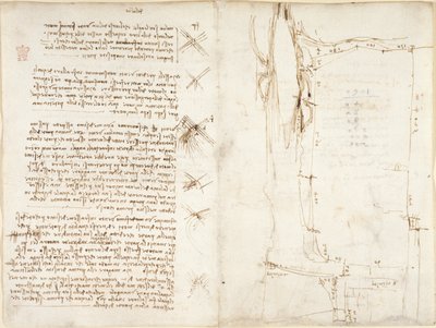 Arundel 263, f.276v, f.273r, Poznámky a náčrtky o větru, s názvem 