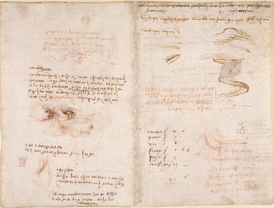 Arundel 263, f.278v, f.271 Poznámky o smyslu pro realitu ve snech, na vodě a Rivers Sieve a Arno (vzhůru nohama), z 