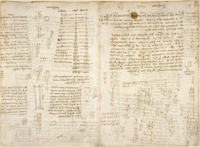 Arundel 263, f.280v, f.279 Poznámky, diagramy a matematické výpočty, nazvané 