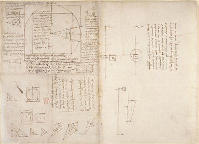 Arundel 263, f.72v, f.69 Poznámky a diagramy mechaniky a těžiště, z 