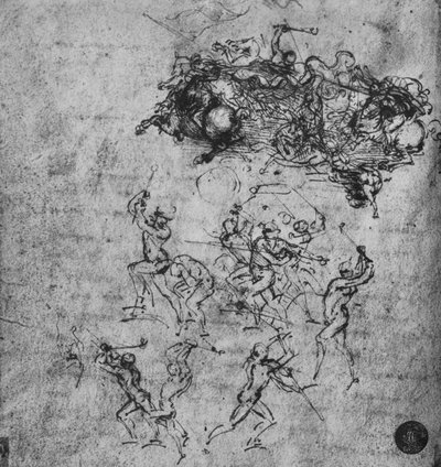 Bitva o jezdce a pěšáky, c1480 1945 od Leonardo da Vinci