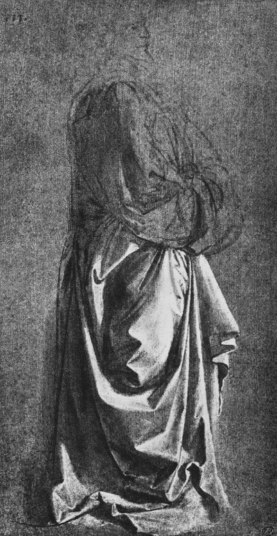Odlitek Drapery pro stojící figuru, c1470 1945 od Leonardo da Vinci