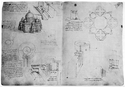 Návrhy centralizované budovy, konec 15. nebo začátek 16. století 1954. od Leonardo da Vinci