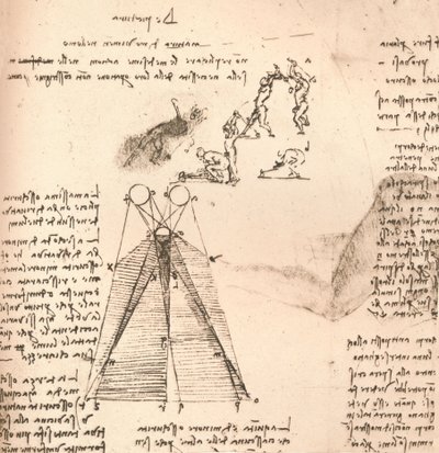 Diagram znázorňující teorii světla a stínu a náčrtky obrazců, c1472-c1519 1883 od Leonardo da Vinci
