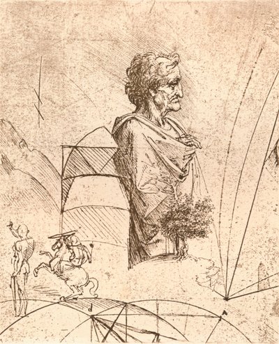 Kresba busty a drobné skici, c1472-c1519 1883 od Leonardo da Vinci