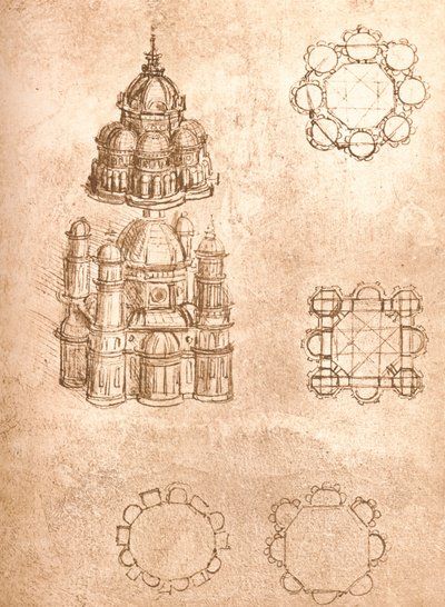 Kresba kostelů, c1472-c1519 1883 od Leonardo da Vinci