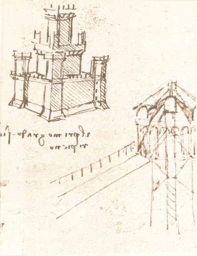 Kreslení projektů pro zámky a vily, c1472-c1519 1883 od Leonardo da Vinci