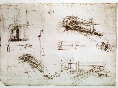 Výňatek z Da Vinciho rukopisu popisující konstrukci "vozu pro dělo" (rukopis) od Leonardo da Vinci
