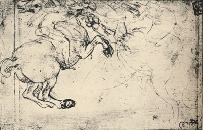 Boj mezi jezdcem a Griffinem, c1480 1945 od Leonardo da Vinci